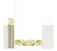 100Pcs Bathroom Napkins Guest Disposable Gold Paper Hand Towels, Wedding Engagement Spring Party Dinner Decorative Napkins Table Decor Soft and Absorbent