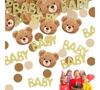 100PCS Bear Baby Shower Decorations Adorable Table Confetti Set with Gold Letters for Boys or Girls Gender Reveal Premium Cardboard Baby Shower Table Decorations for Birthdays Baptism DIY Crafts