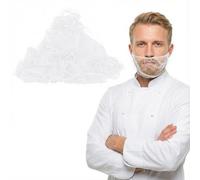 100PCS Beard Nets, White Elastic Comfortable Protective Beard Covers, Disposable Nylon Beard-Net for Men, Honeycomb Beard-Nets for Food Service and Safe Clean Working Environment