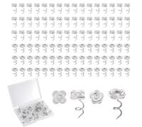 100pcs Bed Skirt Pins, 0.43 Inch Twist Pins with Clear Heads Upholstery Tacks Headliner Pin for Slipcovers and Bedskirts Holders (Four-Leaf Clover, Rose)