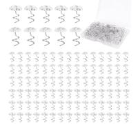 100pcs Bed Skirt Pins, Strong Hold Upholstery Tacks Headliner Pins Flower and Mushroom Clear Heads Spiral Push Pin Twist Pins for Fixing Slipcovers Bedskirts Furniture Drapery Quilt Fabrics in Place
