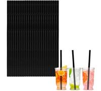 100pcs Biodegradable Paper Straws - Black Kraft Drinking Straws for Juice, Coffee, Cold Cocktails - Birthday, Wedding, Bridal/Baby Shower Party Accessories
