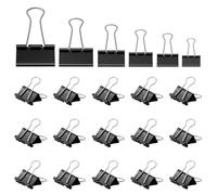100pcs Black Binder Clips, 6 Sizes Metal Foldback Clips, Assorted Size Bulldog Clips Metal Foldback Clamps, Binder Clips for School (51mm, 41mm, 32mm, 25mm, 19mm, 15mm)