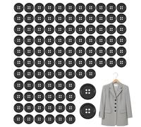 100Pcs Black Buttons 20mm Buttons for Sewing 4 Hole Buttons Round Resin Buttons Flat Large Buttons for Crafting Cardigans Blazer Buttons Coat Knitting Jacket Shirt Buttons