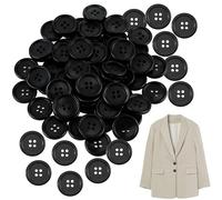 100Pcs Black Buttons for Sewing Round 15mm Button with 4 Sewing Holes Small Buttons for Crafting Flat Resin Button for Clothes Cardigan Trouser Jacket Blazer Knitting Shirt Coat