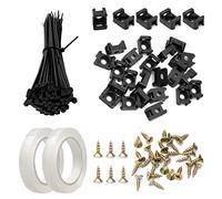 100Pcs Black Cable Tie Mount Bases and Mini 10cm/3.9 Nylon Cable Ties with 2Pcs Double Sided Tape and 100Pcs Screws Set, Cable Management Organizer Kit for Home Wire Management