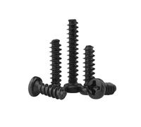 100pcs Black Carbon Steel Round Screw M1.2 M1.4 M1.7 M2 M2.6 M3 M3.5 M4 M5 Cross Recessed Pan Head Self-tapping(7mm x100pcs,M2.6)