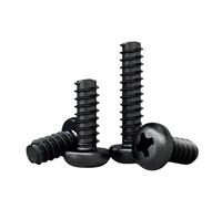 100pcs Black Carbon Steel Round Screw M1.2 M1.4 M1.7 M2 M2.6 M3 M3.5 M4 M5 Cross Recessed Pan Head Self Tapping Screw