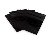 100 Pcs Durable Double-Sided Mylar Foil Flat Ziplock Bag Sample Pouch Heat Sealable Aluminum Foil Bags Food Grade Storage Sample Packing for Coffee Tea Soap Cosmetics 10x15cm/4x6inch (Black)