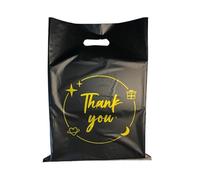 100PCS Black Thank You Gift bag, reusable plastic bag with suitable for boutiques,retail shopping,weddings, birthdays,Thanksgiving,Christmas,business gifts, stores,party and boutique bags,(12"x16")