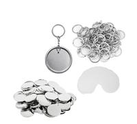 100PCS Blank Plastic/Metal Button Making Supplies 44mm 58mm Button Parts for DIY Making Keychain Key Rings Accessories Compatible and Multi-Use(100PCS Metal 58MM)