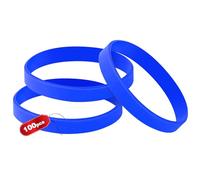 100PCS Blank Silicone Wristbands Elastic Universal Bracelets Rubber Wholesale Bracelet bands bulk for Adults Men Women Blue