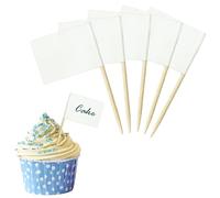 100PCS Blank Toothpick Flags Kraft Paper Food Labels (3.5 * 2.5cm) Fruit Picks for Party Food, Cheese Plate & Cupcake Toppers, Cheese Label, Baby Shower Names, Fruit Salad Cocktail Sticks, White