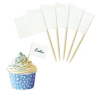 100PCS Blank Toothpick Flags Kraft Paper Food Labels (3.5 * 2.5cm) Fruit Picks for Party Food, Food Flags,Cheese Plate & Cupcake Toppers, Cheese Label, Baby Shower Names,White