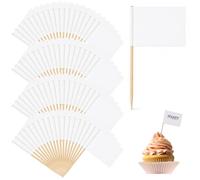100PCS Blank Toothpick Flags, Mini Food Labels for Buffets Blank Toothpick Flag Cheese Markers White Party Food Labels to Write on DIY Cocktail Stick Flag for Charcuterie Sandwich Cupcake Toppers