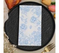 100pcs Blue Floral Guest Napkins Vintage Flower Design Paper Napkins Spring Decorative Dinner Hand Napkins for Home Kitchen Bathroom Birthday Party