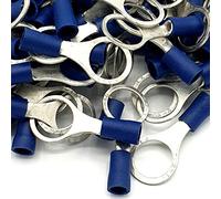 100pcs Blue Insulated Crimp Ring Terminals 10.5mm Stud Size Connectors