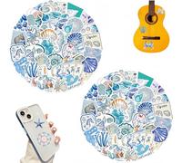 100PCS Blue Oc/ean Stickers Pack,Waterproof Sea Creature Themed Stickers,Cute Marine Life Decals,for Scrapbook Luggage Journal Water Bottle Decoration,Premium Material,Rich Design,Wide Application