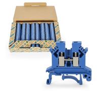 100pcs Blue UK-2.5B Din Rail Wire Terminal Block Voltage and Current Safety Ground Terminal Block 800V 32A 2.5 Square mm Universal Connector Screw Wire Connection