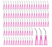100PCS Blunt Tip Dispensing Needles with Bent Blunt Needle, 0.4 Inch 18G Industrial Liquid Applicator Tips for Adhesive, Glue and Ink Refilling, Pink Precision Applicator Syringe Tips