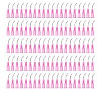 100PCS Blunt Tip Dispensing Needles with Bent Blunt Needle, 0.4 Inch 18G Industrial Liquid Dispenser Needle Tips for Refilling Ink, Adhesive, Glue, Pink Precision Applicator Syringe Tips