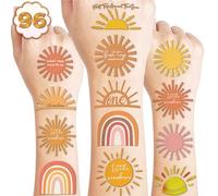 100PCS Boho Sunshine Sun Temporary Tattoos Themed Birthday Party Decorations Favors Supplies Decor Hello Sunshine Sunset Stickers Cute Gifts for Game Kids Boys Girls Class Prizes Carnival