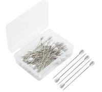 100PCS Boutonniere Pins - White Pearl Head Buttonhole Pin - Corsage Pins for Wedding, Bouquet, Sewing & DIY Crafts - 55mm Straight Pin