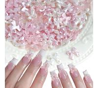 100PCS Bow Nail Charms, 3D Cute Colorful Bow ice Transparent Flat Back Manicure Decorations for Nail Jewelry DIY Crafts