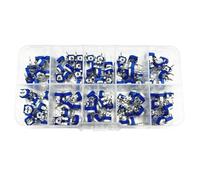 100Pcs/Box RM065 Carbon Film Horizontal Trimpot Potentiometer Assortment Kit 10 Values Variable Resistor 500R 1K 2K 5K 10K -1M
