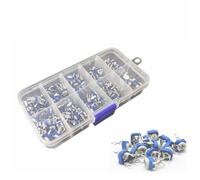 100Pcs/Box RM065 Carbon Film Horizontal Trimpot Potentiometer Assortment Kit 10 Values Variable Resistor 500R - 1M for