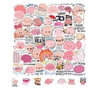 100pcs Brain Stickers, Funny Human Brain Waterproof Vinyl Decals Cute and Colorful Cartoon Self Adhesive Brain Stickers for Laptop Skateboard Car Water Bottle Girls and Teens for Christmas Thanksgivin