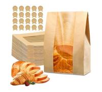 100Pcs Bread Bags With Window, Thicker Kraft Paper For Homemade Sourdough & Snacks Storage for Bread