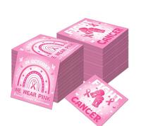 100pcs Breast Cancer Awareness Decorations Napkins, Pink Ribbon Disposable Napkin Bulk for Women Charity Activities Party Supplies Hope Love Cure Tableware Decorations, Fundraisers Galas