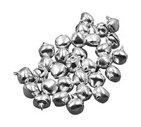 100Pcs Bright Color Christmas Bells,0.24 Inches Metal Wind Chime Making Decorated Bell Shiny Glitter Christmas Tree Decoration Balls Celebration, Wedding, Party Decor Party Supplies - Silver