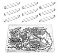 100PCS Brooch Pins, Silver Bar Pins for Badges, Secure Back Clasp with Back Bar Fastener for DIY Craft, Sewing, Baby Shower, Badge Name Tag Pin Backs for Crafts DIY Jewelry Making(45mm)