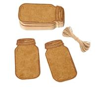100Pcs Brown Kraft Paper Gift Tags Mason Jar Labels with Jute Twine Vintage Blank Bottle Tags for Canning Wedding Party Favors DIY Crafts(2.56 x 1.38 Inch)