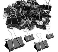 100Pcs Bulldog Clips, 15mm 19mm 25mm 41mm Assorted Size Paper Clips, Metal Foldback Clips, File Money Papper Stationary Clamps for Office School Home Kitchen Shops