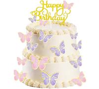 100Pcs Butterfly Cake Topper, Cupcake Topper, Cake Decorations, Lively 3D Butterflies for Cake Decor Birthday Anniversary Kids Wedding Girl Women Party Wall Food Decorations, Mixed Size
