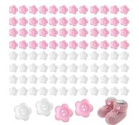 100Pcs Buttons for Baby Cardigans Pearlescent 2 Hole Resin Flower Buttons White & Pink 12.5mm Cute Baby Button for Crafting Sewing Knitting Cardigan DIY