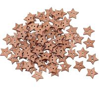 100Pcs Buttons in Star Shape Wooden Buttons Button for Craft Scrapbooking, Wooden Buttons Star Buttons Nature Sewing Accessories Haberdashery