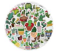 100PCS Cactus Stickers for Water Bottle,Skateboard,Bike,Helmet, Notebook,Scrapbook,Laptop,Car,Luggage,Waterproof Vinyl Cute Plant Stickers,Green Flowers Aesthetic Decals,Gift for Girl Children Adults