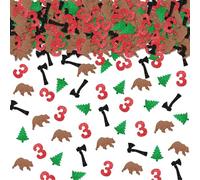 100pcs Camping 3rd Birthday Confetti, Camper Explorer Three Table Confetti, Lumberjack Paper Scatters, Camping Themed 3rd Birthday/Anniversary Party Table Decoration