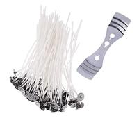 100pcs Candle Wicks- 15CM/150MM Natural Cotton Pre Waxed Wicks with Stainless Steel Candle Wick Holder- Low Smoke with Longer Burning Time, DIY Candle Crafts