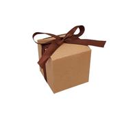 100Pcs Candy Box Square Sweet Wedding Favor Packaging Box with Ribbon Birthday Party Supplies for Wedding Party Supplies(Brown)