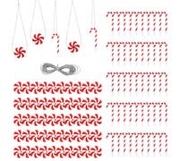 100pcs Candy Canes, Christmas Decorations with Rope, Mini Peppermint Ornaments Hanging Ornament for Christmas Tree Party Decor