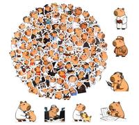 100pcs Capybara Stickers, Waterproof Adorable Vinyl Capybara Occupation Stickers Funny Animal Decals for Classroom Prizes Water Bottle Laptop Decoration (2 of Each Style)