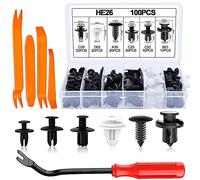 100Pcs Car Body Trim Clips, Car Retainer Clips, Auto Body Bumper Fender Retainer Clips Liner Fixed Clips Fasteners Tool, Universal Car Auto Body Fastener Rivet Trim Clips with Panel Removal Tool