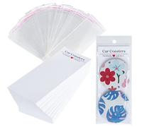 100PCS Car Coaster Packaging for Selling, Sublimation Blanks Car Coasters Cards with Bags, Sublimation Car Coasters Display Cards 6.8x2.85In, Heat Press Machines Accessories
