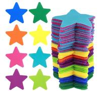 100Pcs Carpet Markers 10cm Floor Dots Markers Cute Self-adhesive Sheet Colorful Reusable Washable Sit Dot Sticker for Classroom Kindergarten Teacher Supplies(Star)