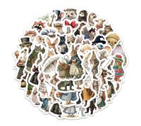 100PCS Cartoon Animals Stickers for Guitar,Notebook,Scrapbook,Bumper,Helmet,Laptop,Water Bottle,Luggage,Cute Rabbit Waterproof Vinyl Sticker,Teens Adults Decal,Cat Kawaii Aesthetic Graffiti Decals